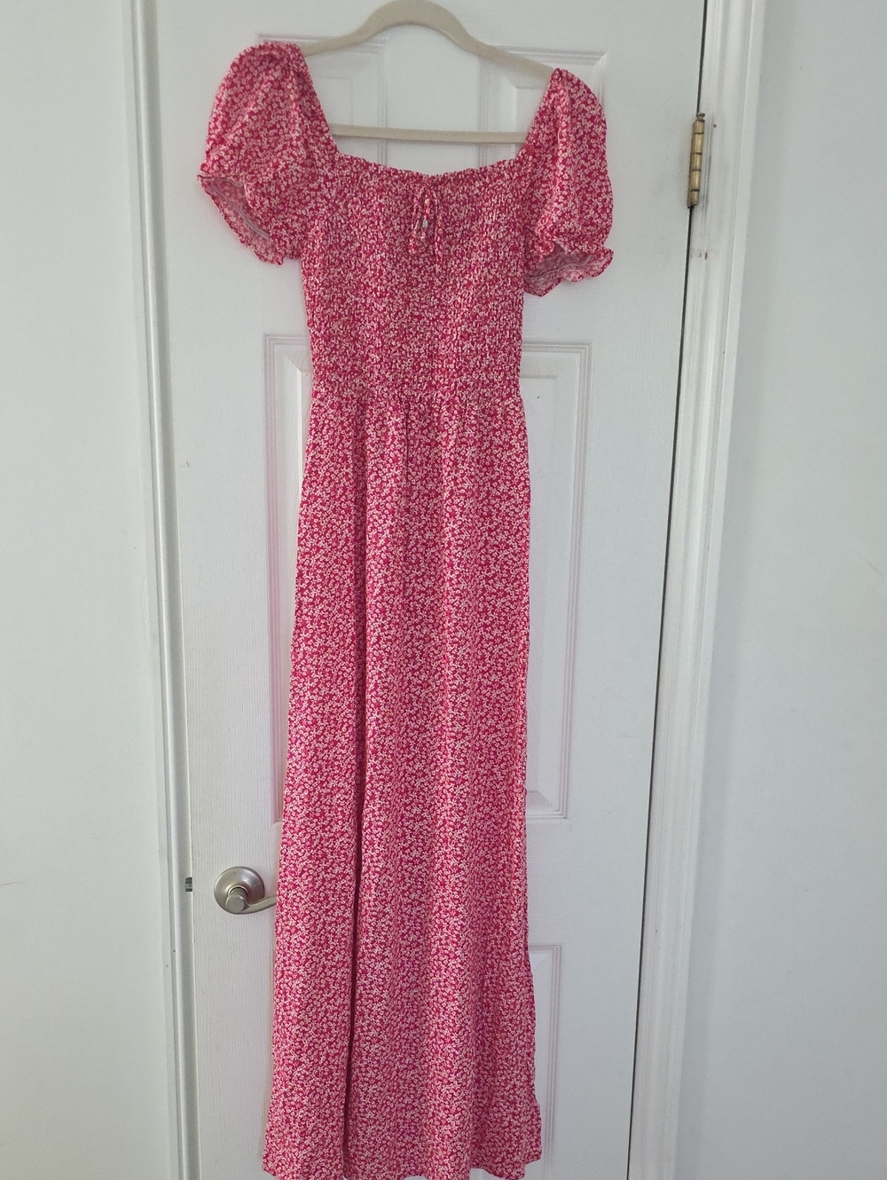 Pink Floral Off-Shoulder Maxi Dress